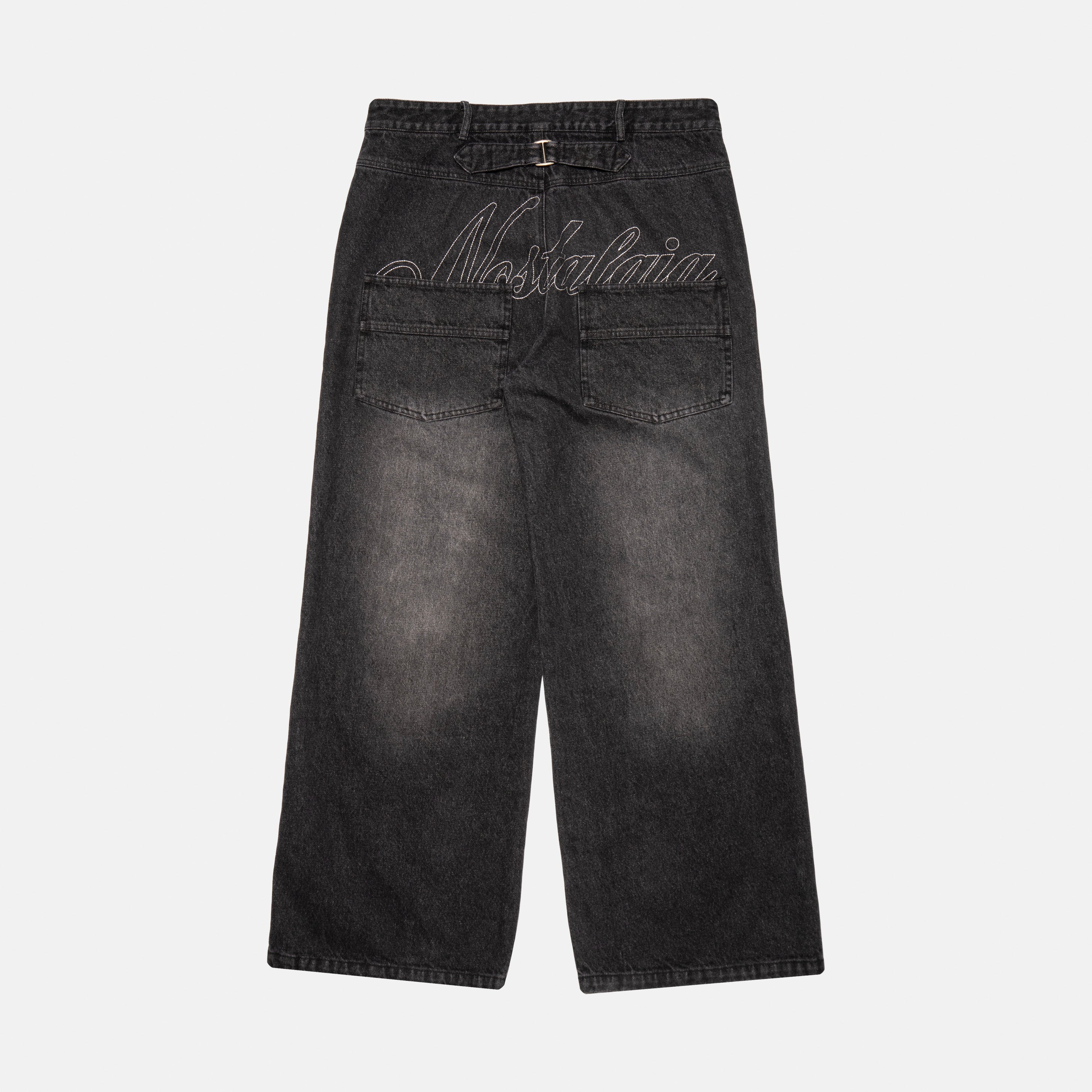 CHARCOAL CHAINSTITCH BAGGY DENIM