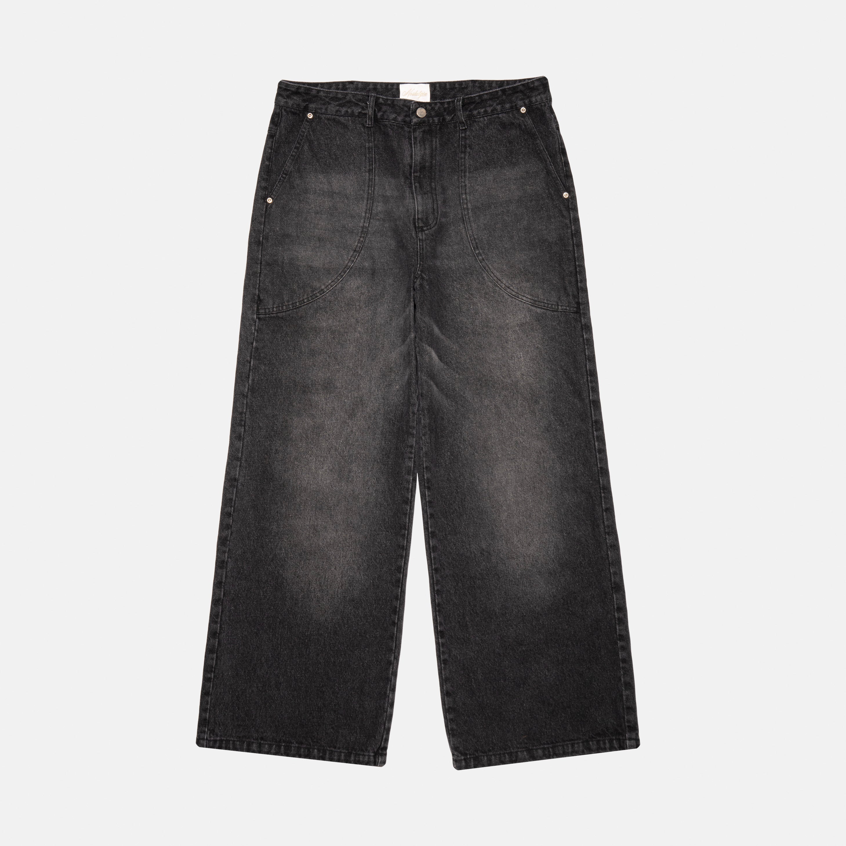 CHARCOAL CHAINSTITCH BAGGY DENIM