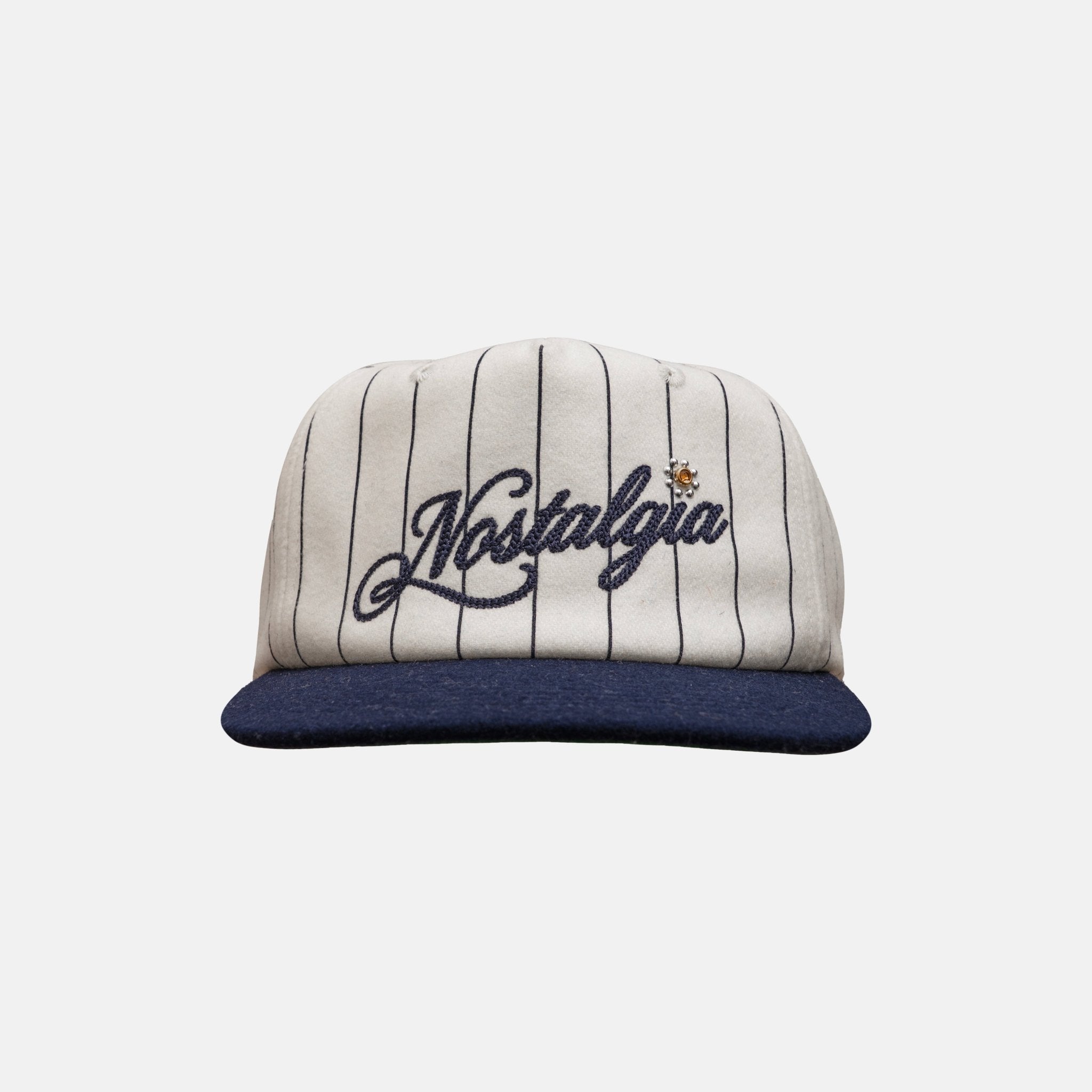NAVY PINSTRIPE GEMSTONE WOOL CAP - Nostalgia