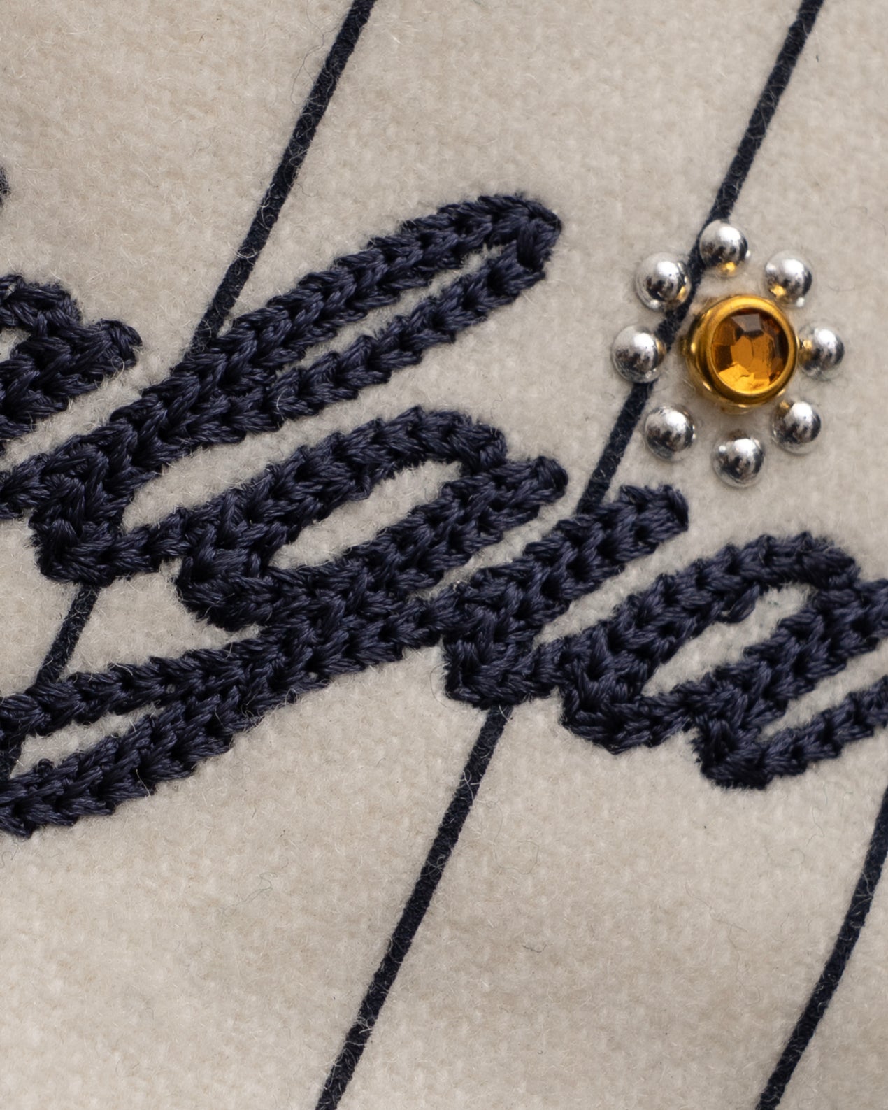 NAVY PINSTRIPE GEMSTONE WOOL CAP - Nostalgia