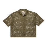 OLIVE PAISLEY BUTTON-UP