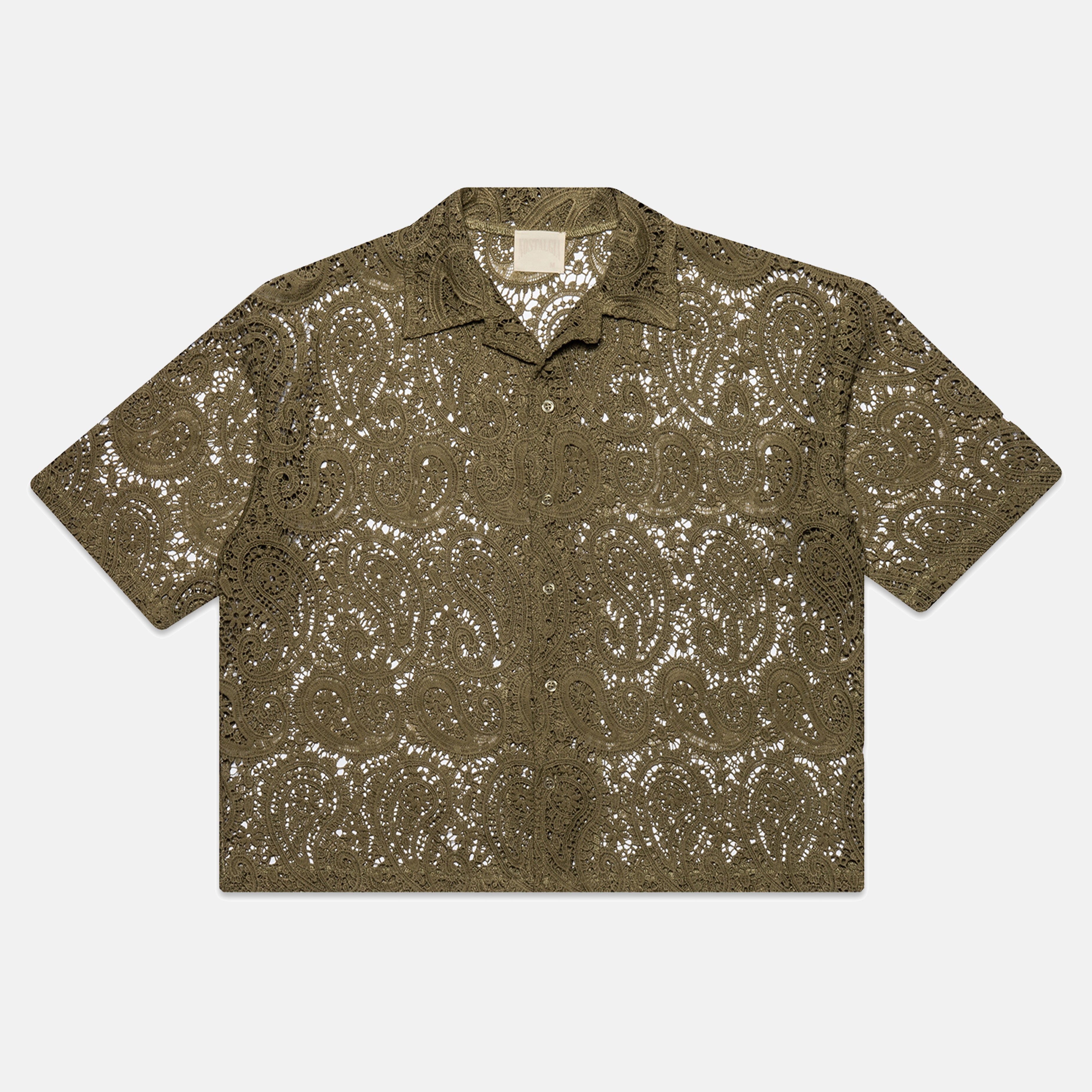 OLIVE PAISLEY BUTTON-UP