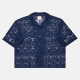 NAVY BLUE PAISLEY BUTTON-UP