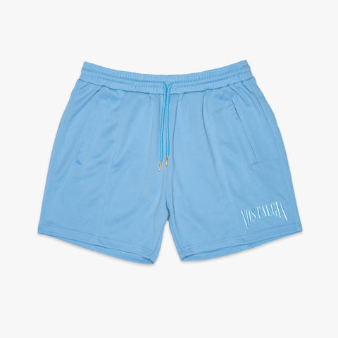 BLUE PLEATED MESH SHORT